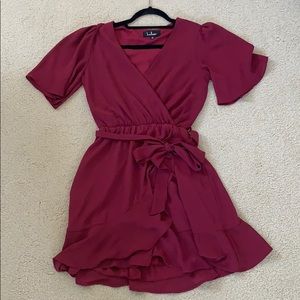 Lulus Plum Ruffled Wrap Dress